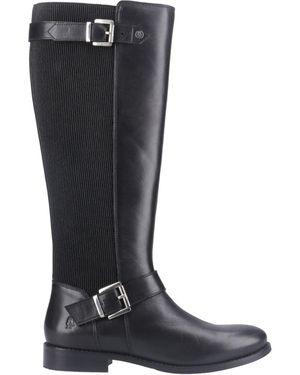 Hush Puppies Daphne Farbe Lederstiefel - Schwarz