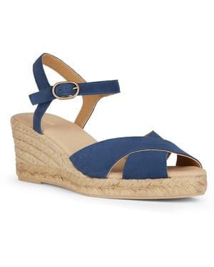 Geox D Gelsa Low C Wedge Sandals Suede - Blue