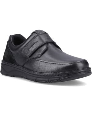 Hush Puppies Forde Touch Fastening Leather Loafers - Black