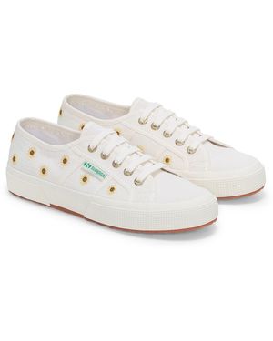Superga Embroidery Linen Sunflower Linen Trainers - White