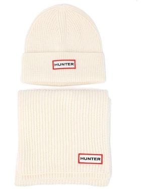 HUNTER Jura Beanie Hat & Scarf Boxset Acrylic - White