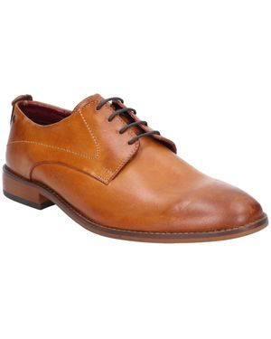 Base London Script Washed Leather Men's Oxford Shoes - Brown