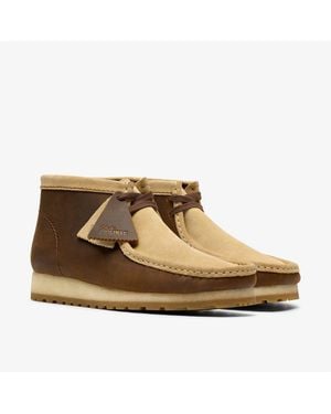 Clarks Wallabee Rb Combi Leder Stiefel - Natur