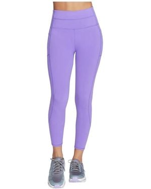 Skechers Performance Gowalk Wear High-Waisted 7/8 Nylon Sports Leggings - Purple