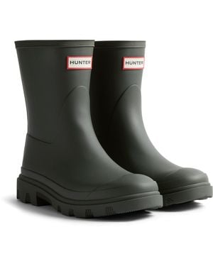 HUNTER Downpour Short Rubber Dark Wellington Boots - Black