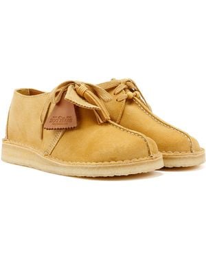 Clarks Desert Trek Suede Golden Tan Shoes - Yellow