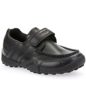 Geox J W.Snake Moc B Leather Moccasins Shoes - Black