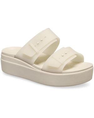 Crocs™ Brooklyn Buckle Low Wedge Sandstone Sandals - White