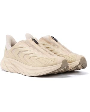 Hoka One One Project Clifton Shifting Sand / Dune Trainers - Natural