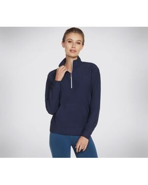 Skechers Goluxe Rib 1/4 Zip Polyester Pullover - Blue