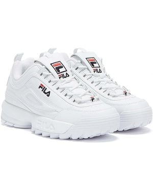 Fila Disruptor Ii Premium White Leather Trainers Rubber