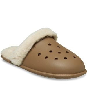 Crocs™ Classic Fuzz Scuff Thermoplastic Sepia Slippers - Brown