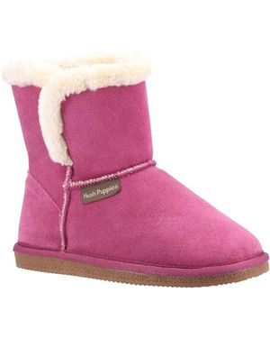 Hush Puppies Ashleigh Suede And Faux Fur Slippers - Pink
