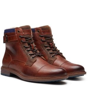 Hush Puppies Jordan Leather Dark Ankle Boots - Brown