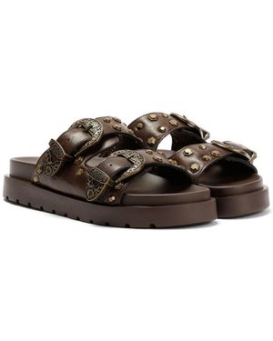 Buffalo Raya Ari West Leather Sandals - Brown