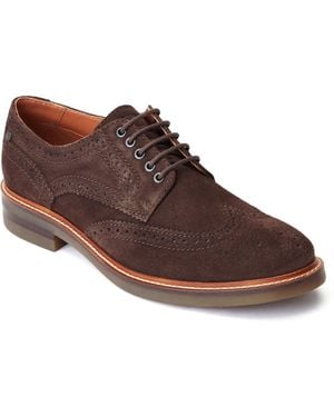 Base London Hatfield Leather Burnt Brogues Shoes - Brown