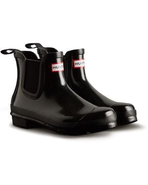 HUNTER Original Chelsea Gloss Rubber Wellington Boots - Black