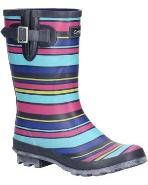 Cotswold Paxford Rubber Stripe Multicoloured Wellington Boots - Blue