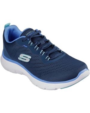 Skechers Flex Appeal 5.0 Textile /Blau Sneakers - Weiß