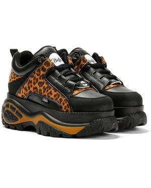 Buffalo 1339-14 Vegan Leopard/ Trainers - Black