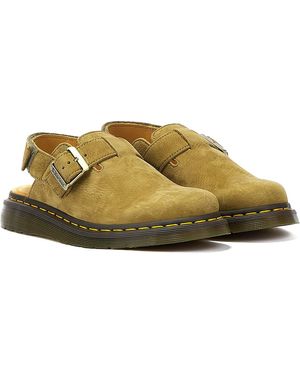 Dr. Martens Jorge Ii Tumbled Nubuck Muted Olive Mules - Green