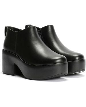 Fitflop Platfforms Heeled Short Leder Stiefel - Schwarz