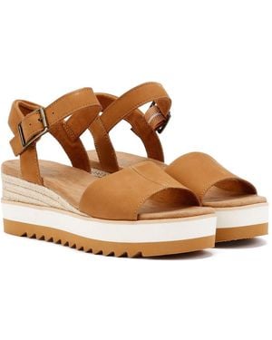 TOMS Diana Leather Wedges - Brown