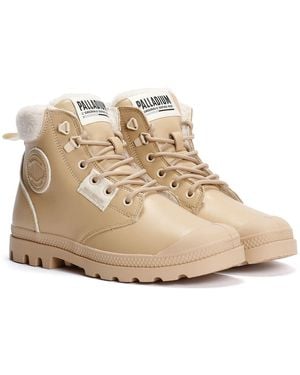 Palladium Pampa Hi Snow Warm Leather Cuban Sand Boots - Natural