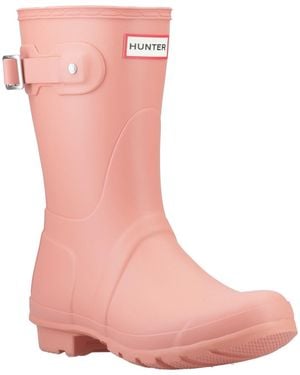 HUNTER Original Short Boot Rubber Terracotta Wellington Boots - Pink