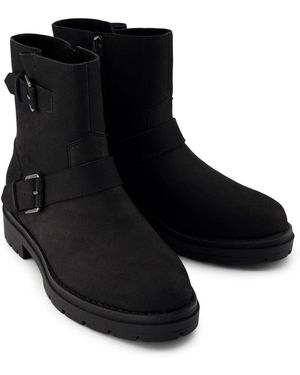 TOMS Ionie Moto Nubuck Leather Boots - Black
