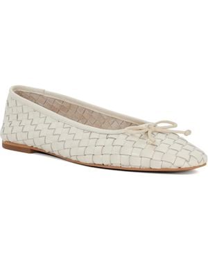 Dune Heat Leather Ecru Flats - White