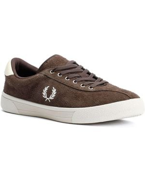 Fred Perry Tennis Shoe Suede Tobacco/Ice Cream Trainers - Brown