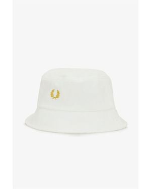 Fred Perry Pique Cotton Bucket Hats - White