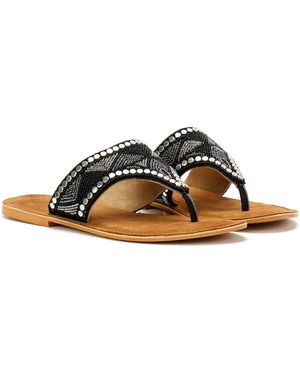 TOWER London Tower London Wide Vamp Toepost Farbe Sandalen - Braun