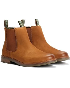 Barbour Farsley Leather Dark Tan Chelsea Boots - Brown
