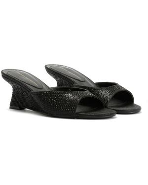 French Connection Tina Rhinestone Wedge Sandals - Black