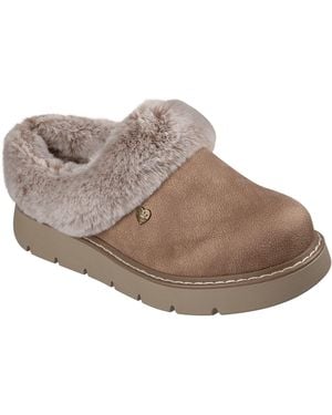 Skechers Keepsakes Lite Cosy Blend Textile Taupe Slippers - Grey