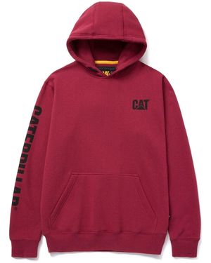 Caterpillar Trademark Banner Cotton Hooded Sweatshirt - Red