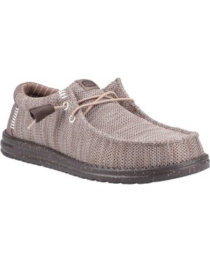 HEYDUDE Wally Stretch Mesh Synthetic Deep/Mole Moccasins Shoes - Grey