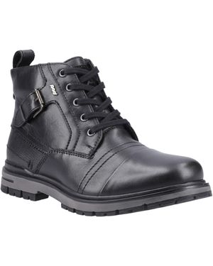 Pod Eros Farbe lederstiefel - Schwarz