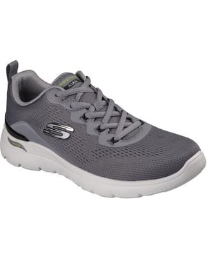 Skechers Arch Fit Summits Kravel Textile Charcoal Mesh/Lime Trim Trainers - Grey
