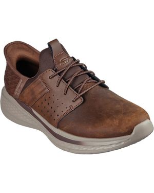 Skechers Slade Zachary Textile Dark Wide Fit Lace-Up Shoes - Brown