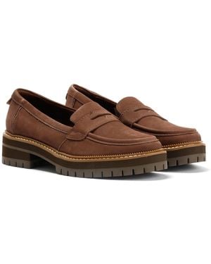 TOMS Cara Leather Oak Loafers - Brown