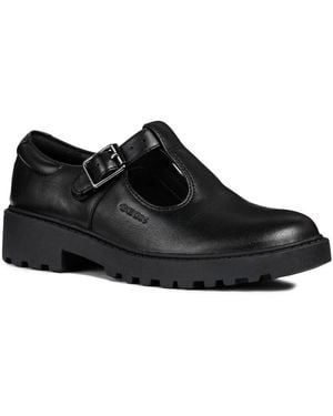 Geox J Casey Girl Leather Shoes - Black