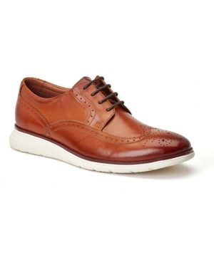 Base London Flight Leather Burnt Brogues Shoes - Brown