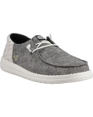 HEYDUDE Wendy Funk Surf Baja Cotton Blend /Multi Moccasins Shoes - Grey