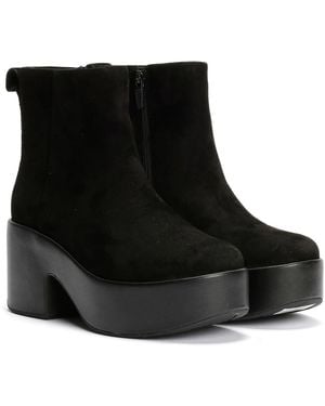 Fitflop Platfforms Heeled Wildleder stiefel - Schwarz