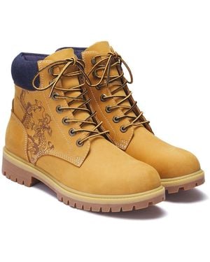 Ed Hardy Dancing Dragon Nubuck Boots - Natural
