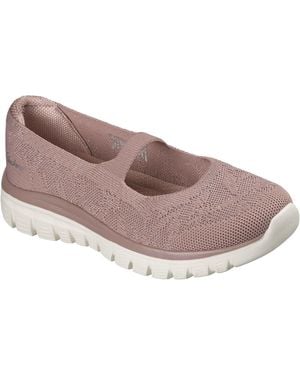 Skechers Graceful Polyester Mauve Shoes - Grey