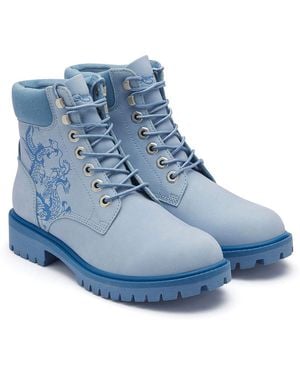 Ed Hardy Dancing Dragon Nubuck Boots - Blue